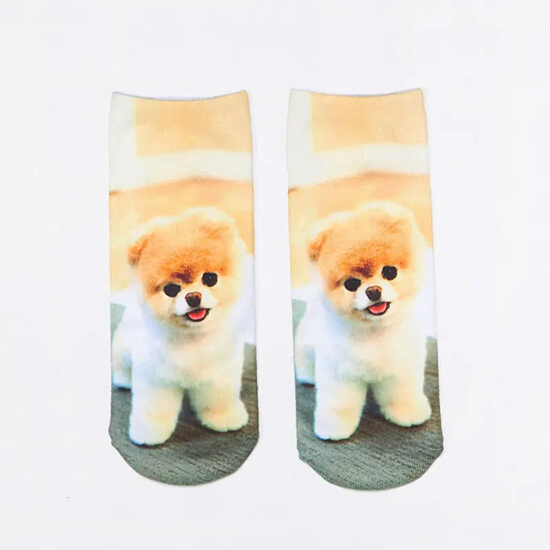 2016 New Fashion Cute Women Men Unisex 3D Cartoon Funny Dog Animal Printed Low Cut Ankle Short Breathable Cotton Socks Hot