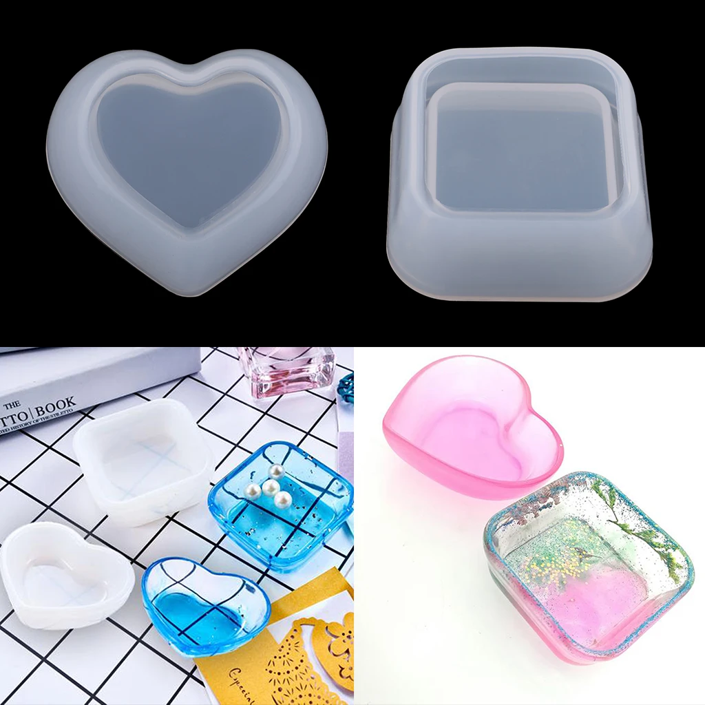 2pcs Clear Silicone Mold Resin Jewelry Making Mould Box Crafts DIY Tool for Resin Casting Art Chocolate Candle Holder Making