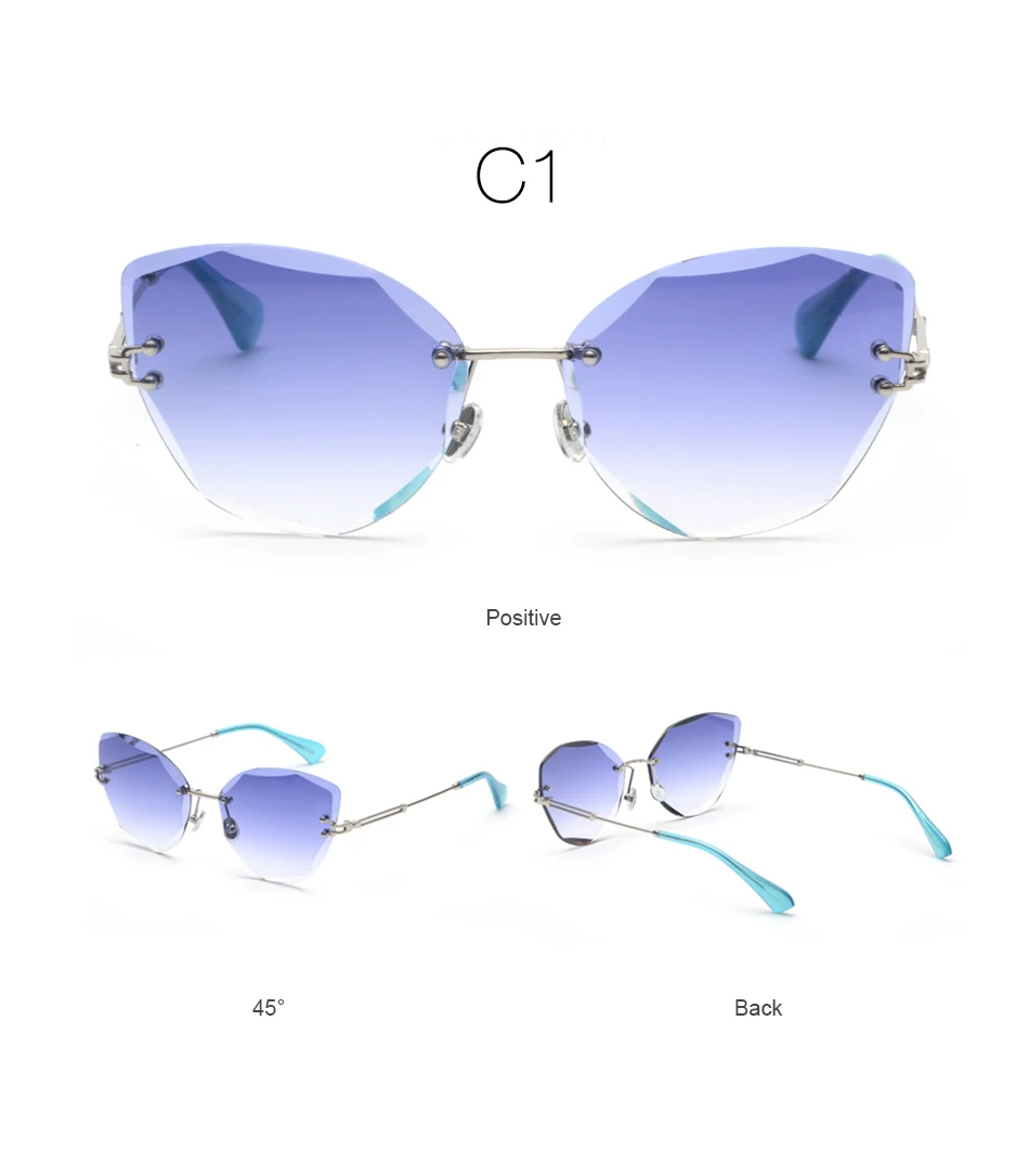 KEHU Новые солнцезащитные очки для Для женщин очки без оправы очки кошачьи глаза Брендовая Дизайнерская обувь Высокое качество оправы