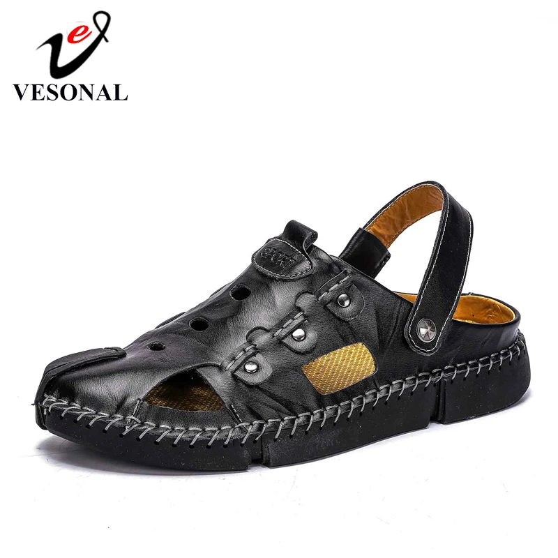 Летняя коллекция от бренда vesonal; обувь ручной работы из натуральной кожи; мужские сандалии; Классические мягкие пляжные сандалии для мужчин