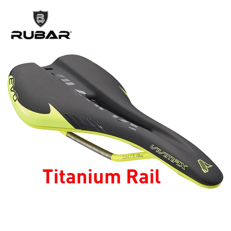 Titanium rails MTB Mountain road Bike Leather EVA Cushion pad Hollow Seat Saddle