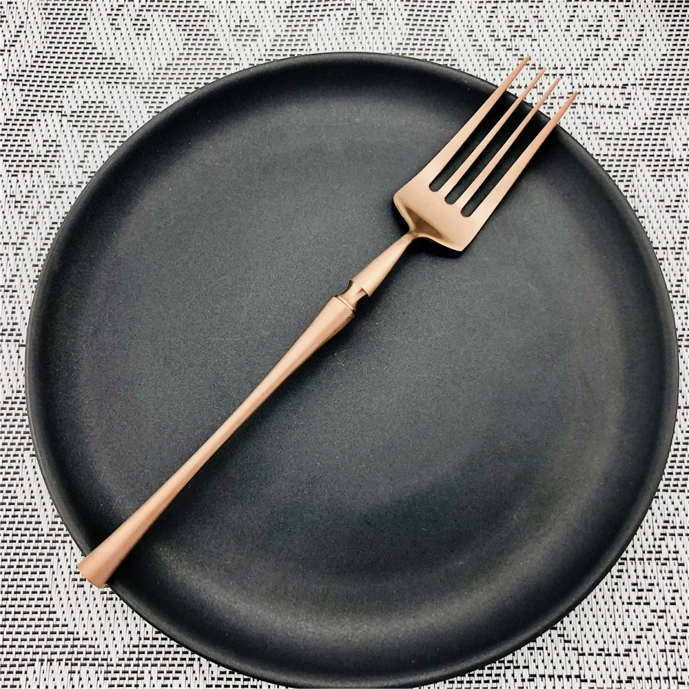 Великолепные ретро розовые золотые столовые приборы набор медной посуды из нержавеющей стали набор нож, вилки чайная ложка набор свадебной посуды 1 шт - Цвет: 03 Dinner Fork