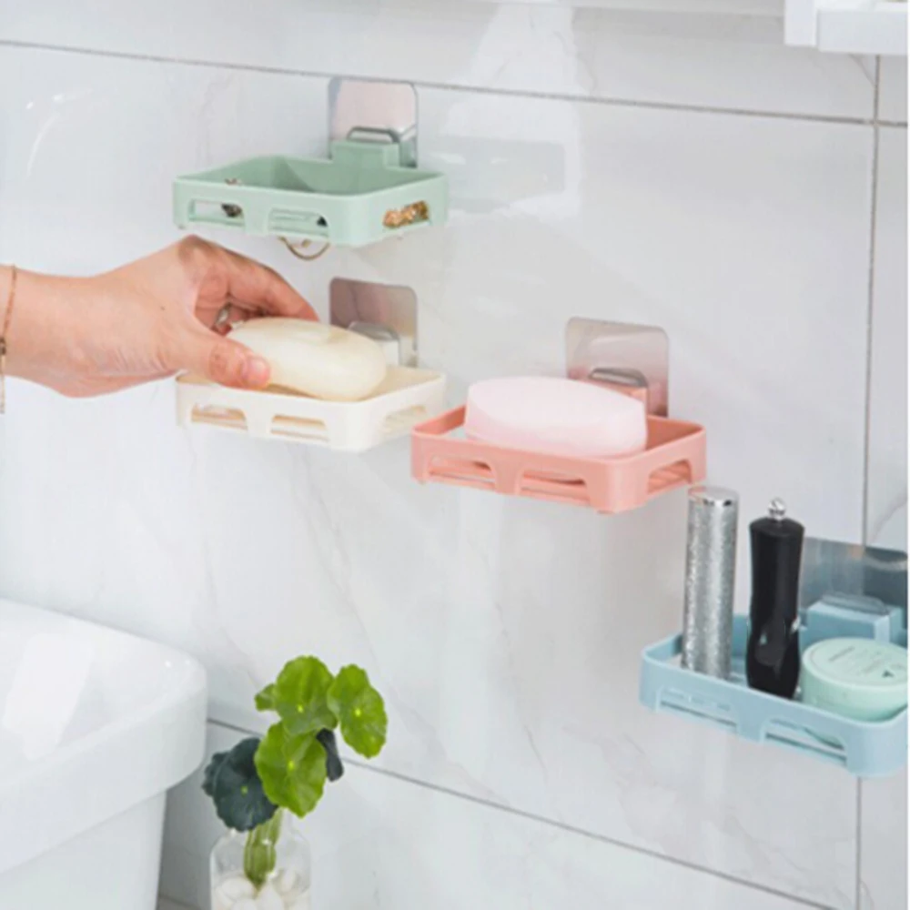 Беспробиваемая присоска настенная подвесная мыльница крепкая присоска мыльница для ванной комнанты пластиковая сливная