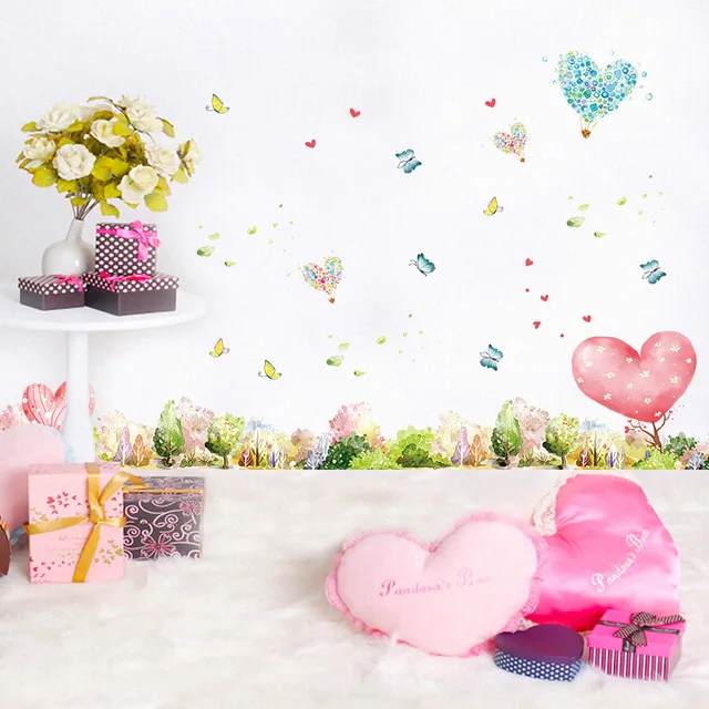 Luca Palazzi XL7146 Papillons Qui Volent Autour Coeur Fleurs Décor Pour Le Désherbage Chambre Home Decor