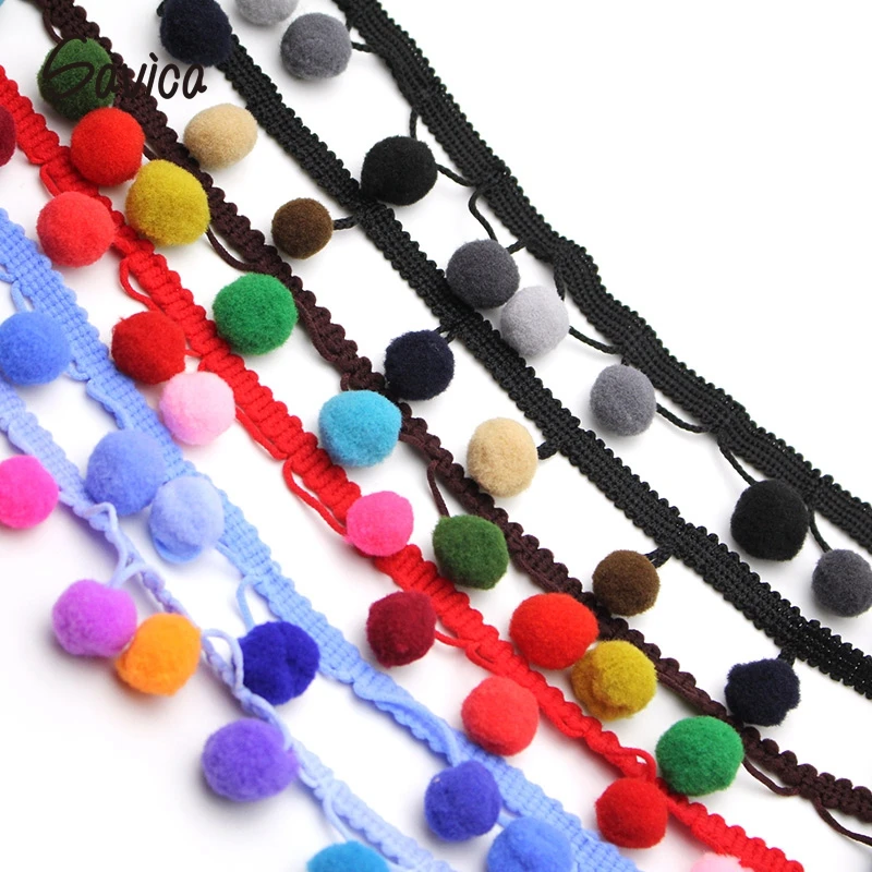DIY Craft 20Yards//Lot Pompom Trim Pom Decoration Tassel Ball Fringe Ribbon Home Decoration Material Apparel Sewing Accessories,No.1