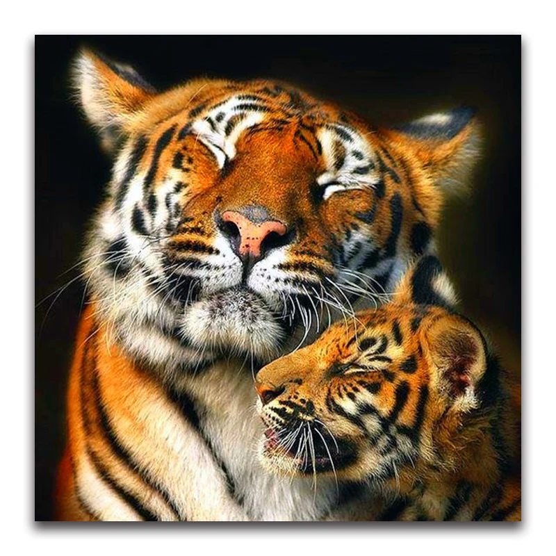 3D DIY Diamond embroidery tiger father&amp;son 5d full square Diamond mosaic animals Full round Diamond painting Cross stitch family
