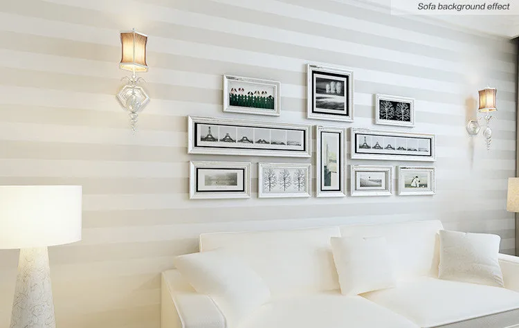 Modern Minimalist Striped Non Woven Flocking Bedroom Wall