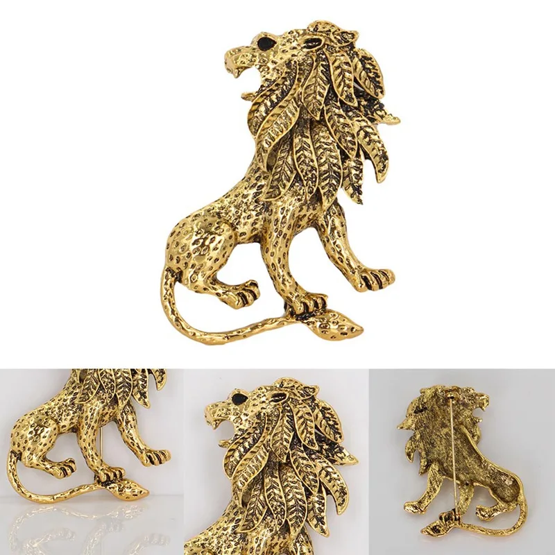 

High-end Personality Vintage Lion Animal Brooch Male Jewelry Acccessories