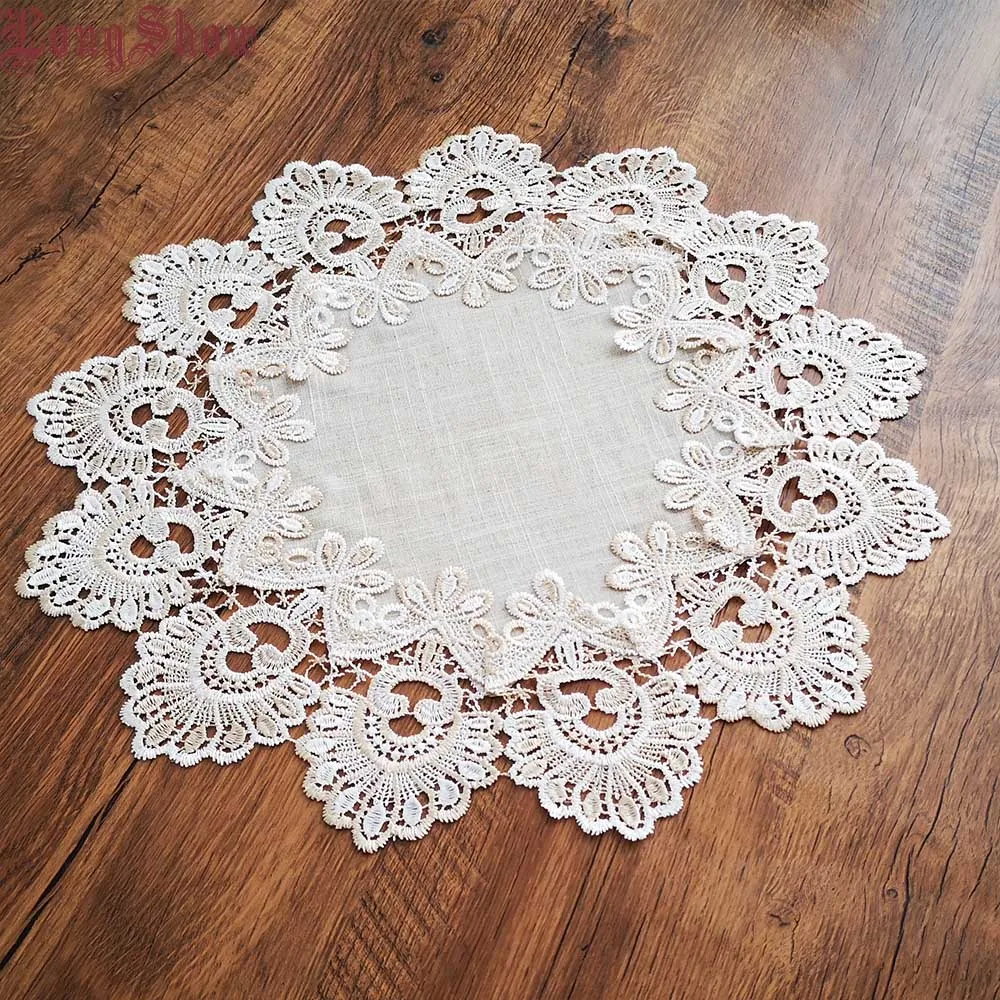 1 قطعة 40x40 سنتيمتر الإبداعية خمر الدانتيل تقليم المطرزة جولة الجدول البياضات المفارش