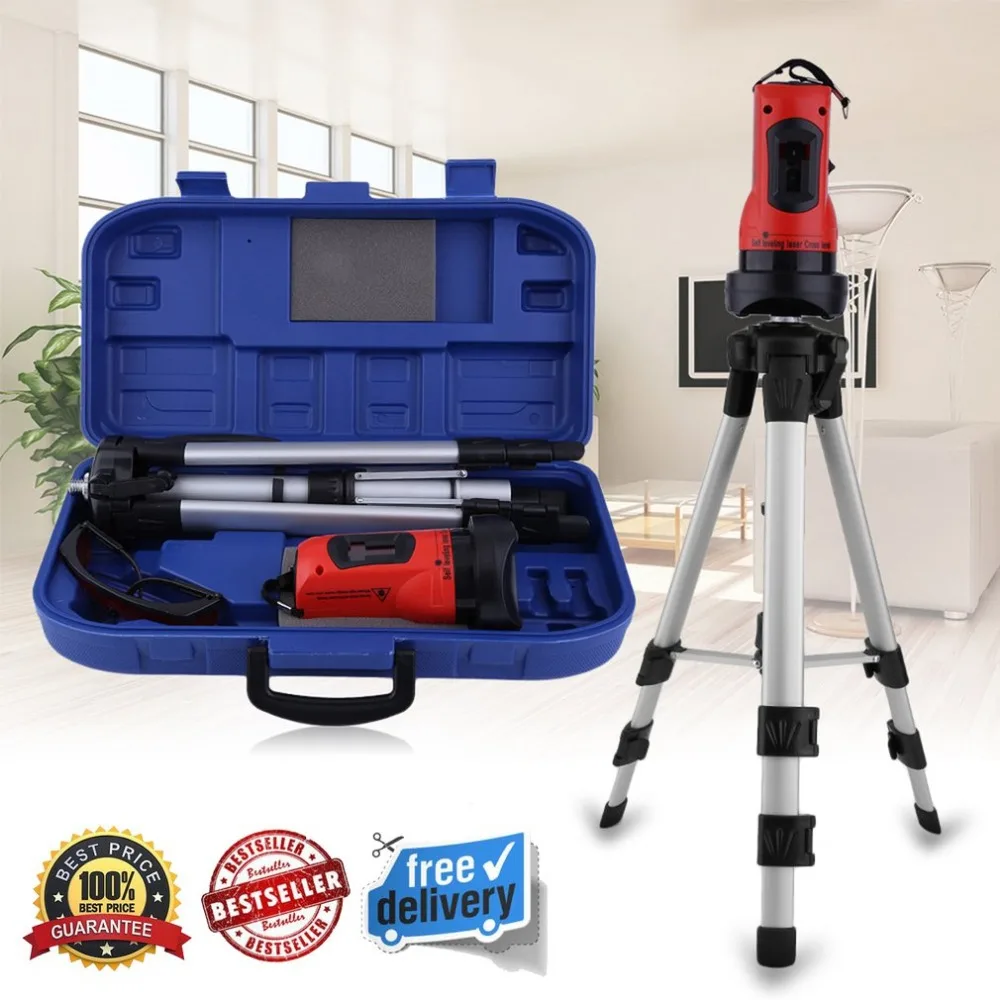 

Newest Professional Infrared Ray Level Meter 650nm Leveling Instrument With Tripod Vertical Horizontal Line Tool SL-202 Red