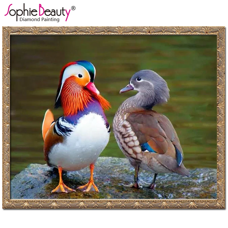 

2018 Limited Time-limited Mandarin Ducks Diamond Mosaic Color Set For Embroidery Stitch Animal Picture Of Rhinestones Cross Kit