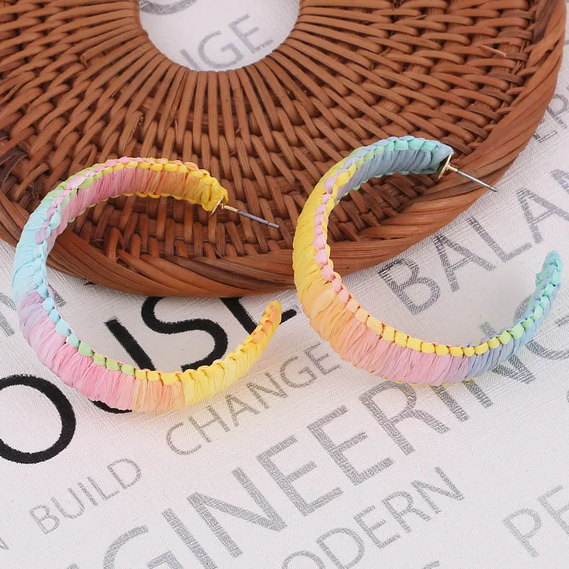  Boho Handmade Raffia Drop Earrings Wedding Jewelry Brand Design Elegant Gifts Multi Color Party Heart Statement Bijoux (12)