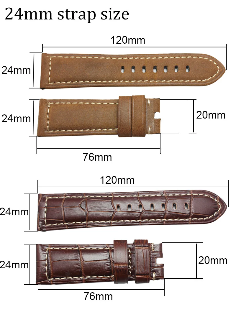 22 мм 24 мм Натуральная кожа Ремешки для наручных часов мужские черные коричневые оранжевые наручные часы ремешок ремень ретро матовая пряжка для Panerai