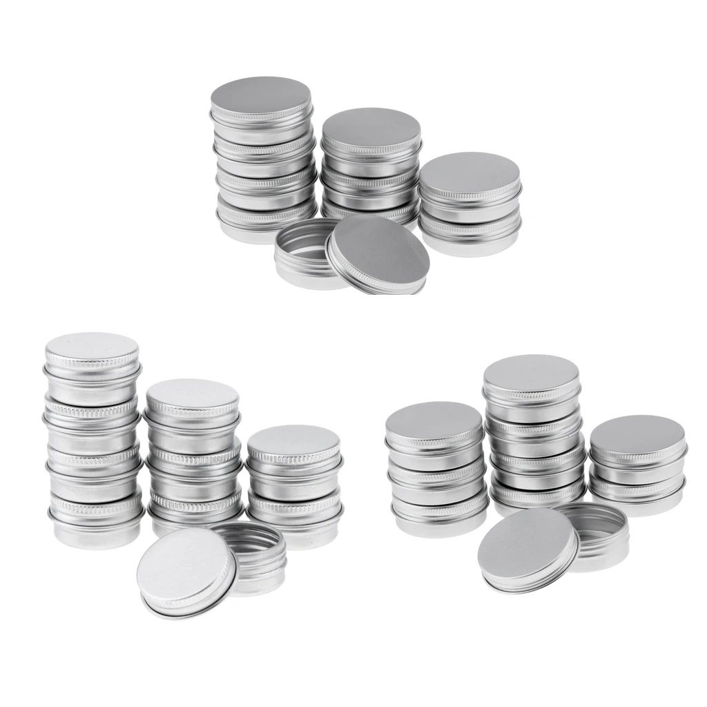 Lots 30pcs 5g 30g (1oz) 40g Empty Cosmetic Pots Lip Balm Container Jar Small Powder Silver Aluminum Tins with Screw Lid