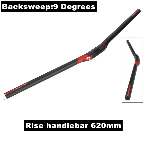9 Degree Rise 620mm TOSEEK полностью углеродное волокно для велосипеда MTB руль для горного велосипеда 3 градуса Плоский 9 градусов руль UD матовый 31,8 мм - Цвет: 9 Degree Rise 620mm