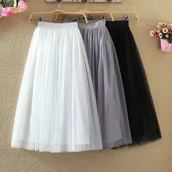 Tigena длинные фатиновые юбки женские 2019 лето эластичный Высокая талия пачка-сетка Женская плиссированная юбка черный, белый, серый юбка макси