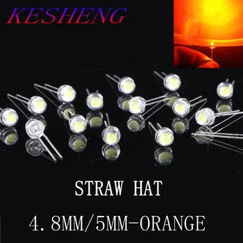 

200PCS 5mm Water Clear Straw Hat Orange LED Diode Light Super Bright Wide Angle 5 mm Light-Emitting Diode LED Lamp