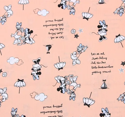 

50*140cm Cartoon minnie Daisy Duck 100%Cotton Sewing Fabric DIY Handmade Material Hometextile Patchwork For Bag Doll Cloth