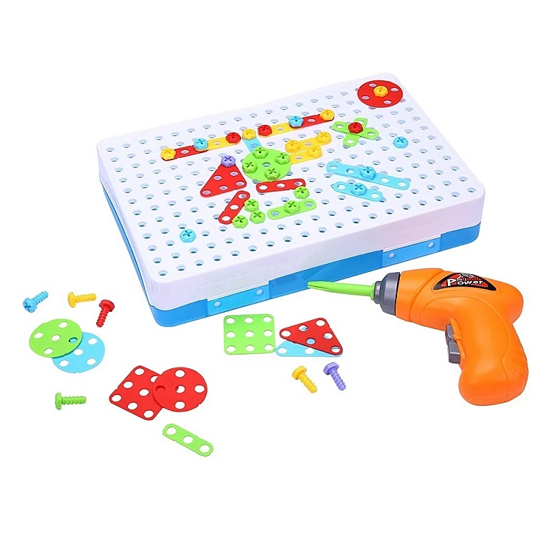 

Kids Drill Toys Educational Puzzle DIY Building Toys Electric Drill Screws Assembled Pretend Play Creative Tool Kit Toy For Boys