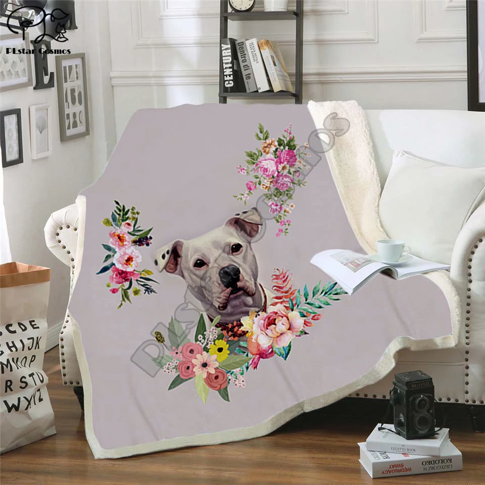 

Plstar Cosmos Pet dog flower puppy funny character Blanket 3D print Sherpa Blanket on Bed Home Textiles Dreamlike style-13