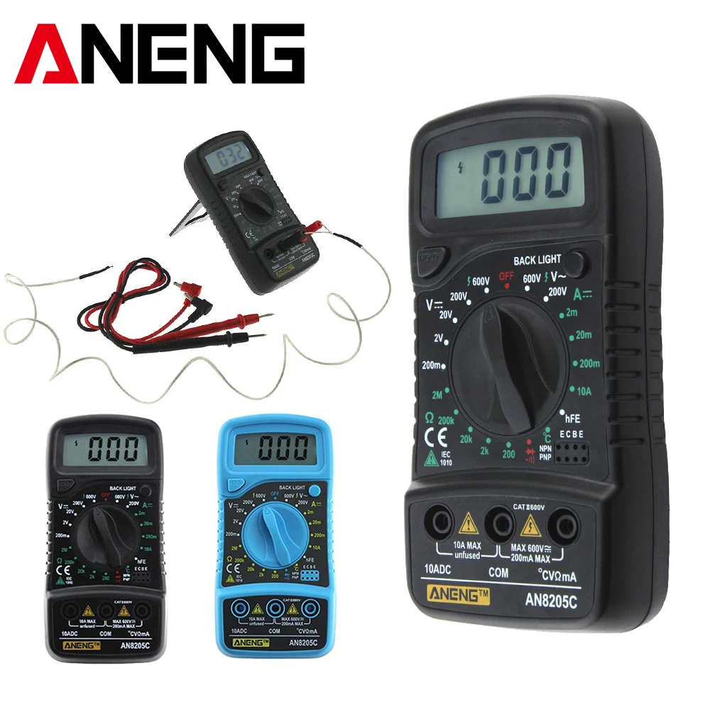 

ANENG AN8205C High Quality Digital Multimeter DC AC Voltage Current Resistance Diode Temperature Tester