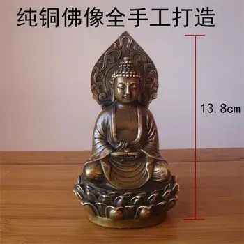

Copper statue of Buddha, namo Amitabha, bronze statues old small Buddha, Buddhist figurine wedding copper Decoration real Brass