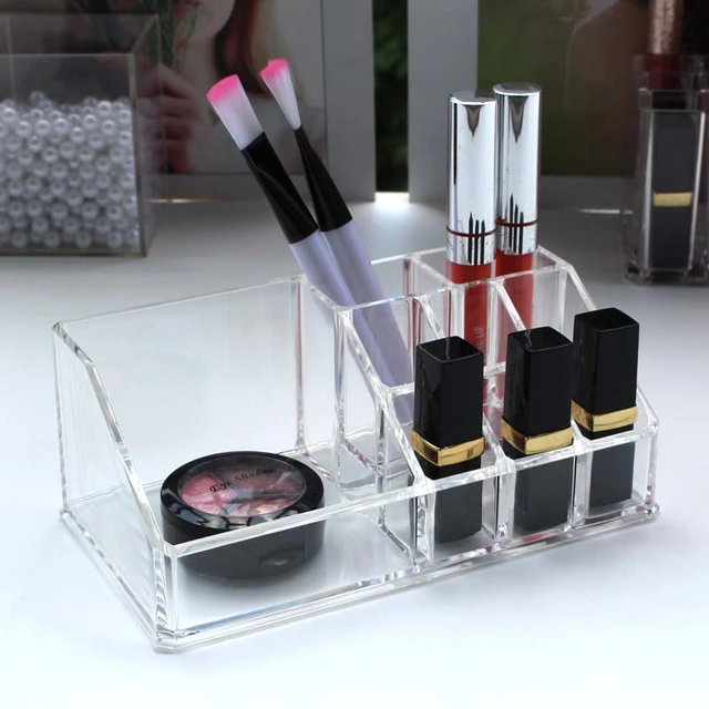 Clear Acrylic Organizer lipstick rack nail polish shelf Storage box makeup brush storage Small Size Desk Storage _ - AliExpress Mobile