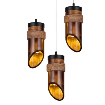 

New Chinese bamboo led pendant lights Japanese kitchen bar tea room lights antique pendant lamp country Vintage lighting fixture