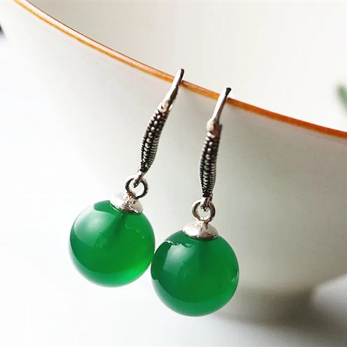 

KJJEAXCMY fine jewelry S925 Standard sterling silver jewelry green jade easy-going lovely girl style earrings