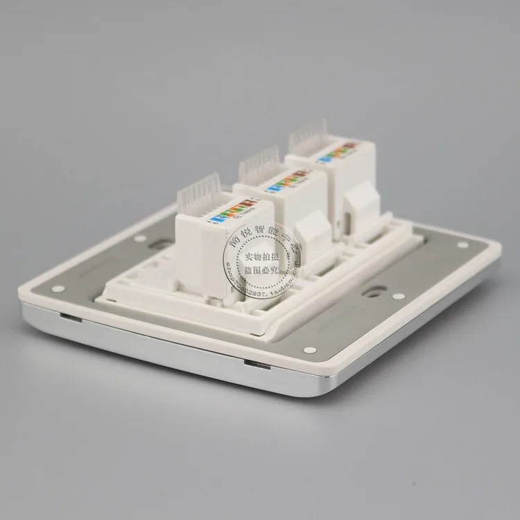 3 Port RJ45 Cat5e Network Ethernet LAN Socket Champagne Outlet Panel Faceplate