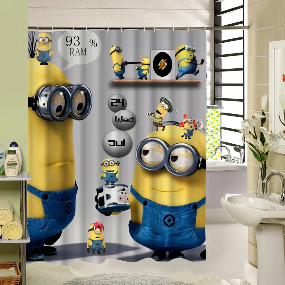 

Cute Carton With Minions Design Water Resistance Bathing Shower Curtain Fabric Polyester Waterproof Bathroom Product SL