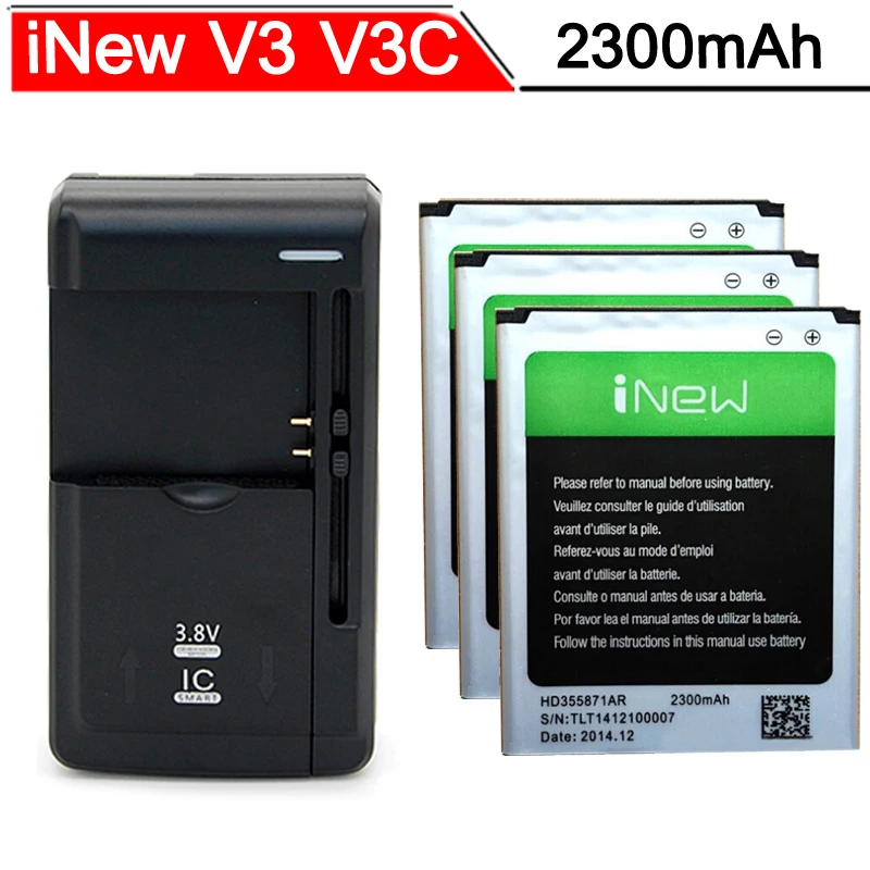 3 pcs Standard 2300mAh Battery iNew V3 V3C V3+ V3 Plus Batterie Bateria Batterij Accumulator