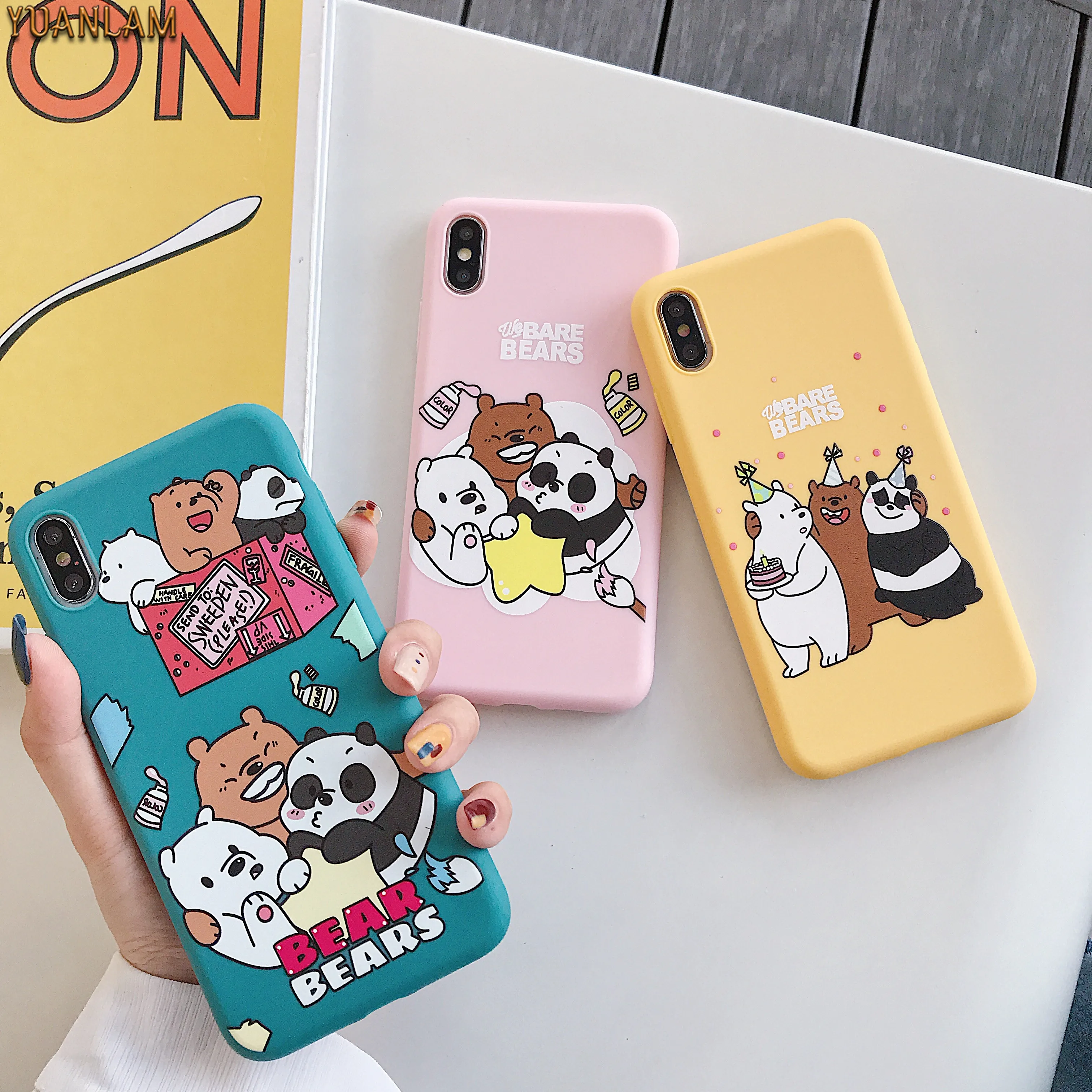 

Cartoon Bare Bears Soft tpu Silicone Case for Apple iphone X Xs max Xr Fundas Cute Cover Phone Cases for iphone 8 7 6 6s plus