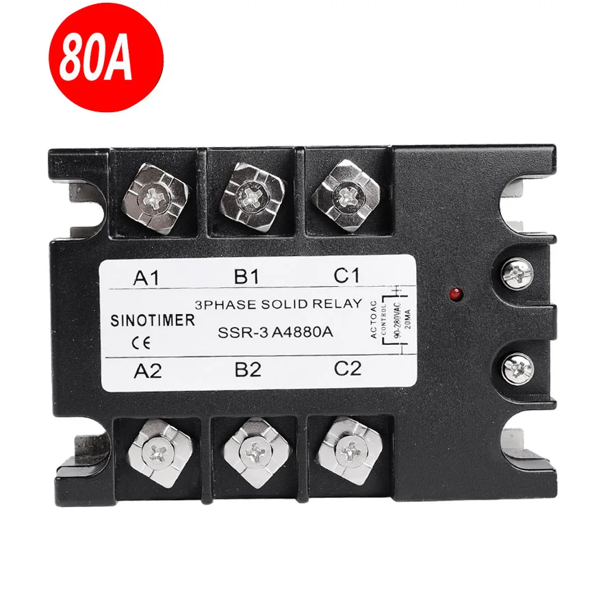 80A 3 фазы твердотельные реле SSR контроллер Услуги A4880A AC-AC 30-480V переменный ток