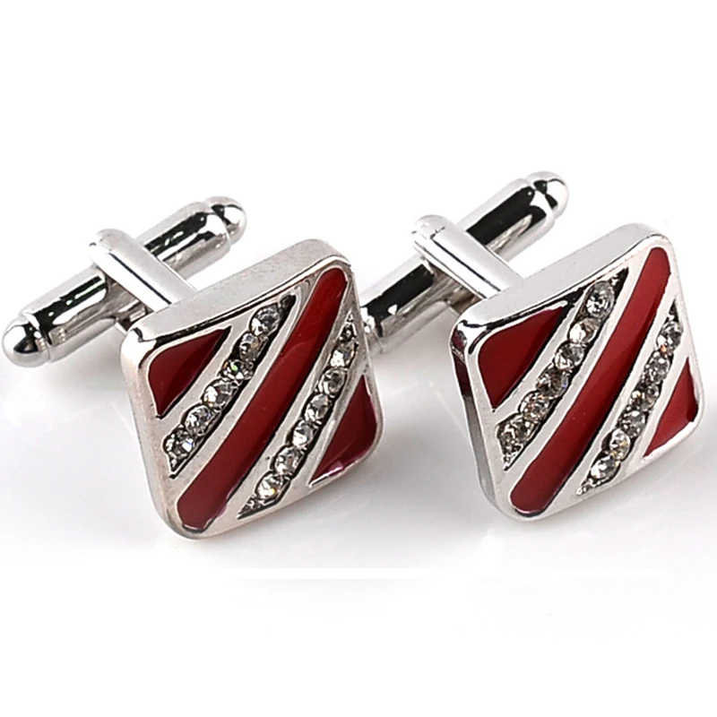 Luxury Cufflinks For Men's Shirt French Wedding Cuff Button Red Black