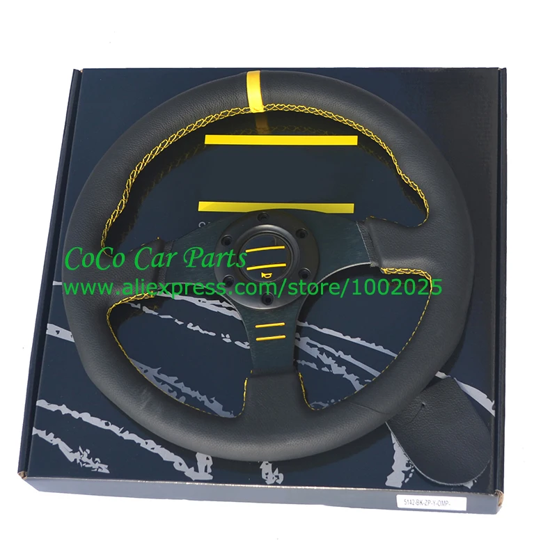 yellow flat steering wheel leather