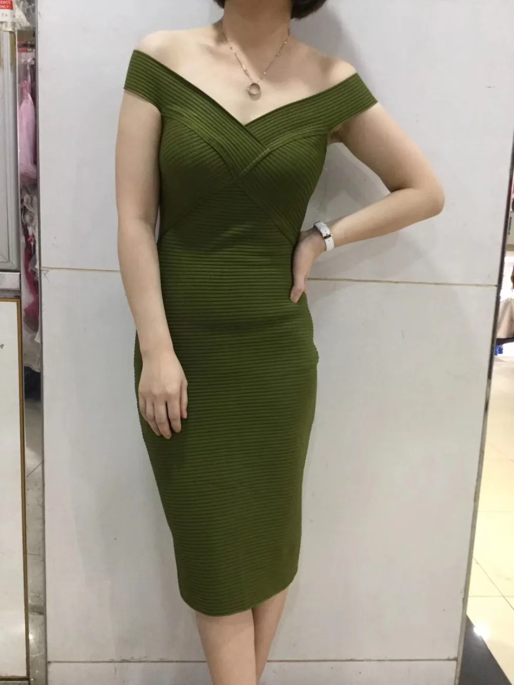 Knee-Length army green rose pink black off shoulder Club Wear Party 2018 New Sleeveless Women Bandage Dress Bodycon Vestidos | Женская