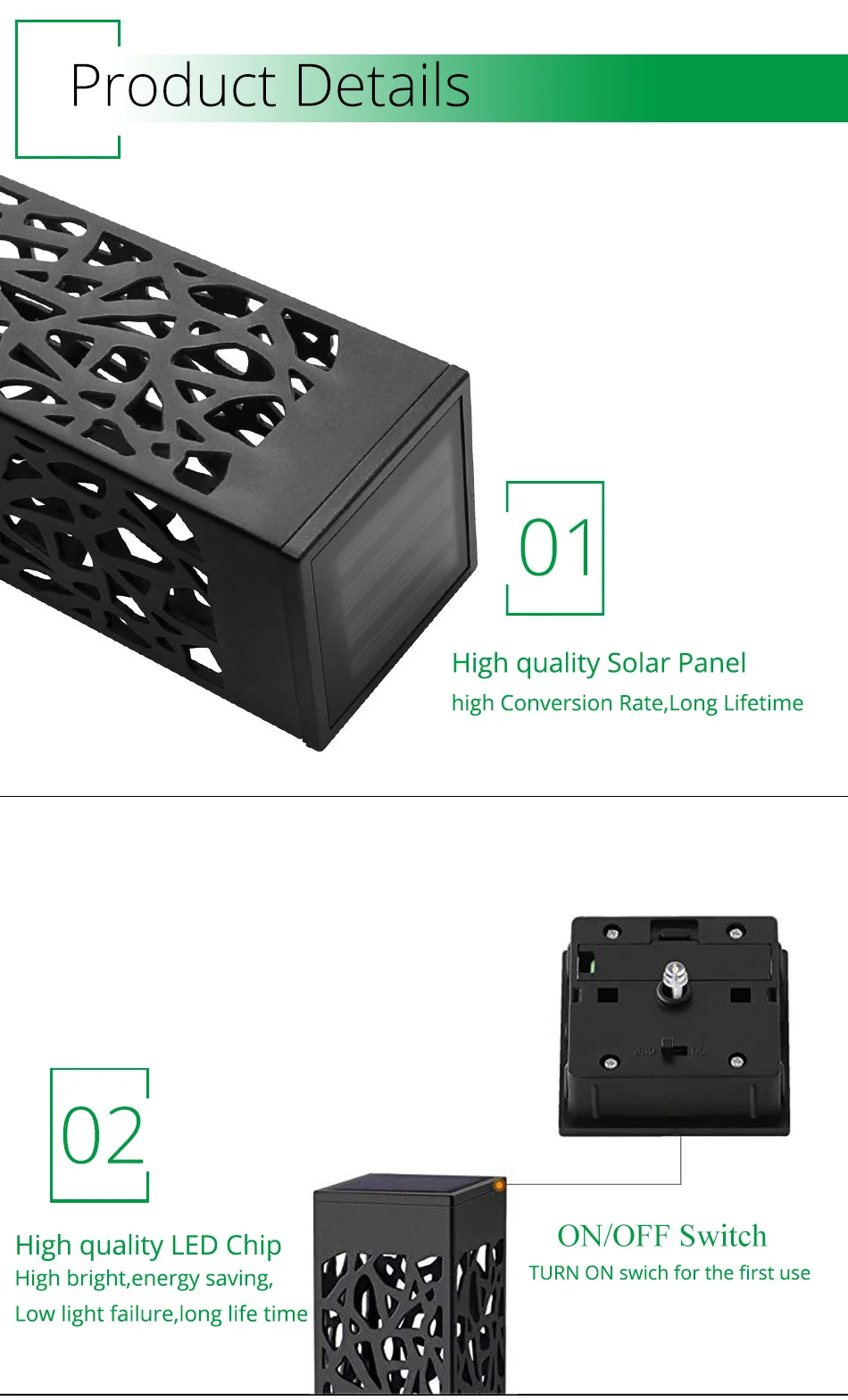 Waterproof LED Solar Lawn Garden Lights For Ourdoor Yard Street Landscape Lamp Solar Powered Decoration Pathway Spike Lighting (2)