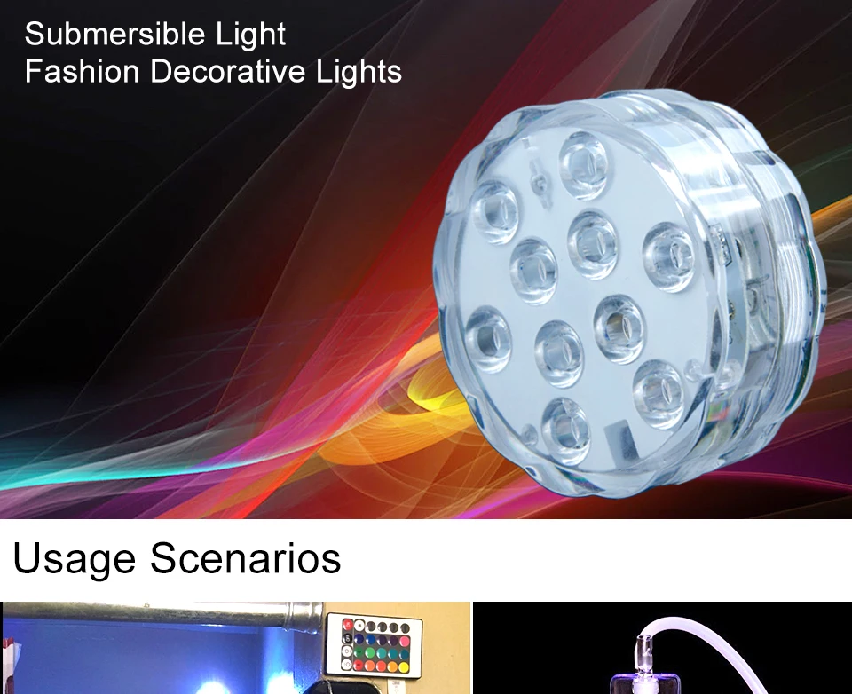 RGB LED Underwater Light Battery Operated IP67 Waterproof Swimming Pool Light LED Submersible for Party Piscina Pond01