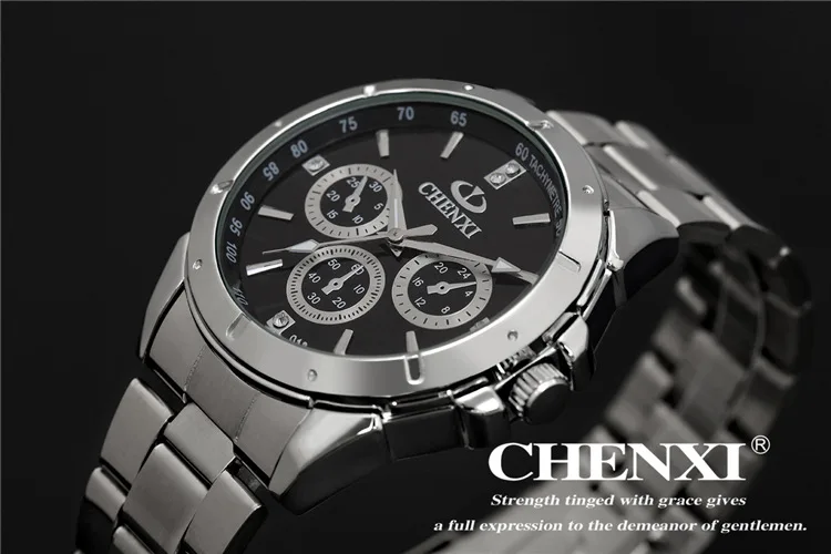 Часы для мужчин известных брендов CHENXI кварцевые часы мужские роскошные серебряные наручные часы из нержавеющей стали мужские часы Relogio Masculino