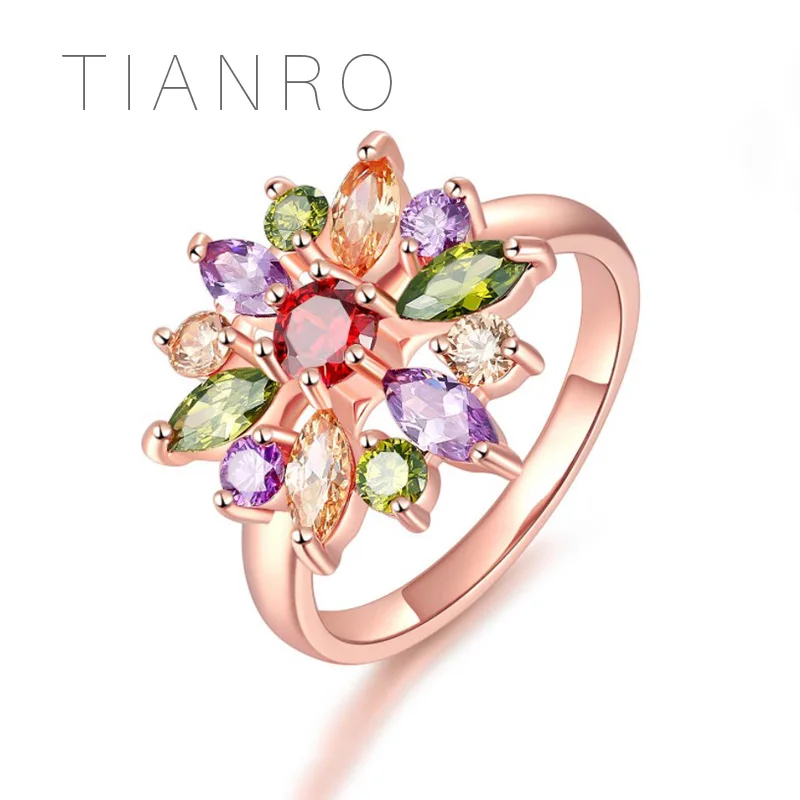 TIANRO AliExpress горячее высокое качество Мона Лиза кольцо цветное женское с цирконом