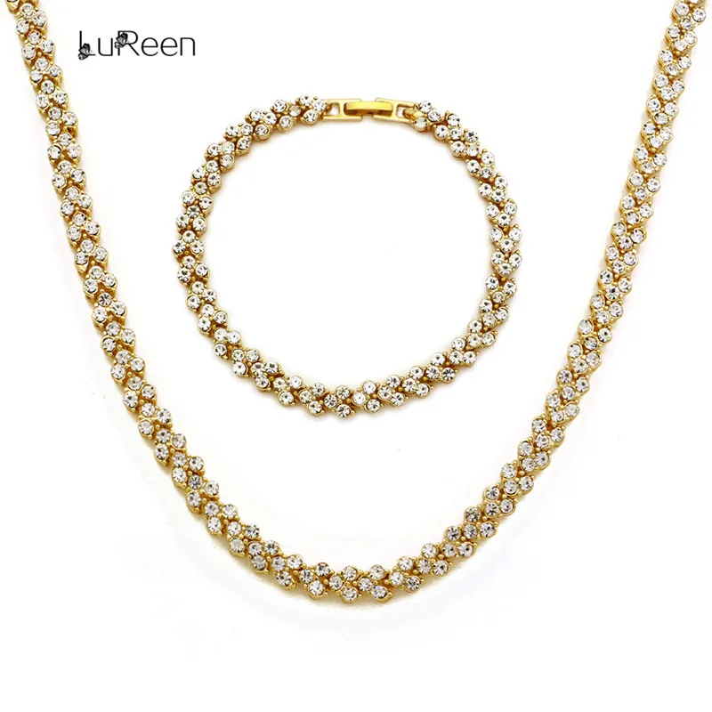 

LuReen Fashion Mens Necklace Bracelet Set Hip Hop Heart Gold Chian Long Necklace For Women Men Rapper Jewelry Party Gift