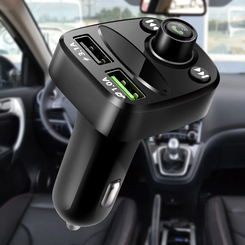 

Black Blueteeth Car Kit MP3 Player FM Transmitter Wireless Radio Adapter Dual USB Port Charger 12 24 V#Y1