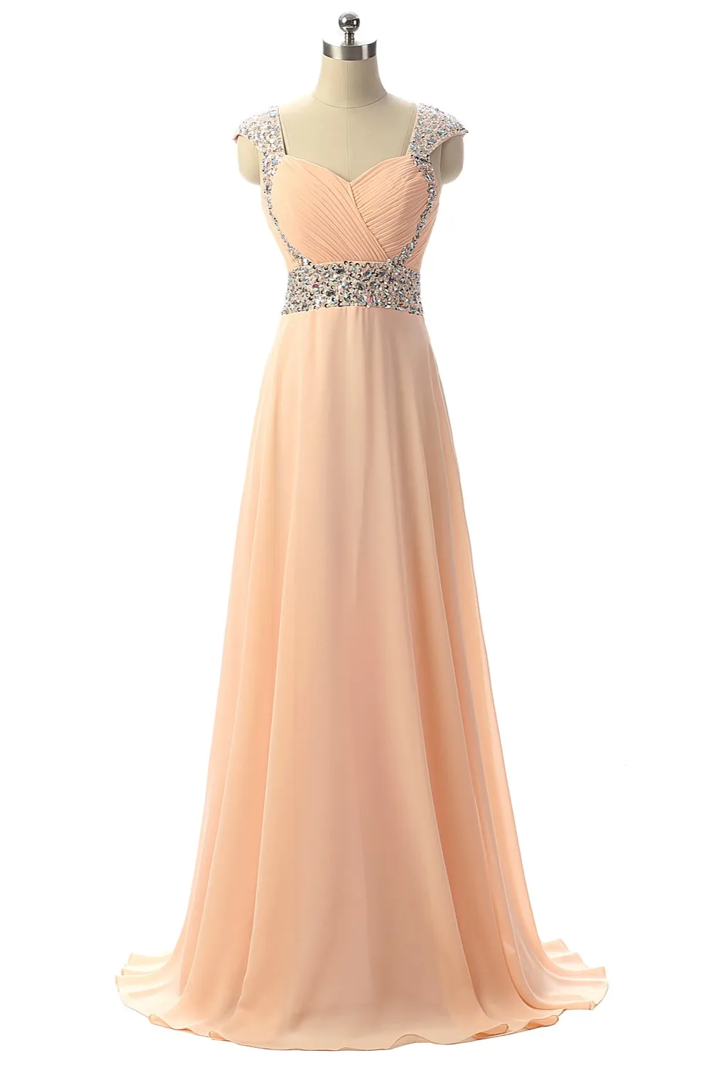 Potos реалов baratos EM Estoque De Casamento Rosa Vestido De Festa de Ready-to-корабль Longa шифон frisado
