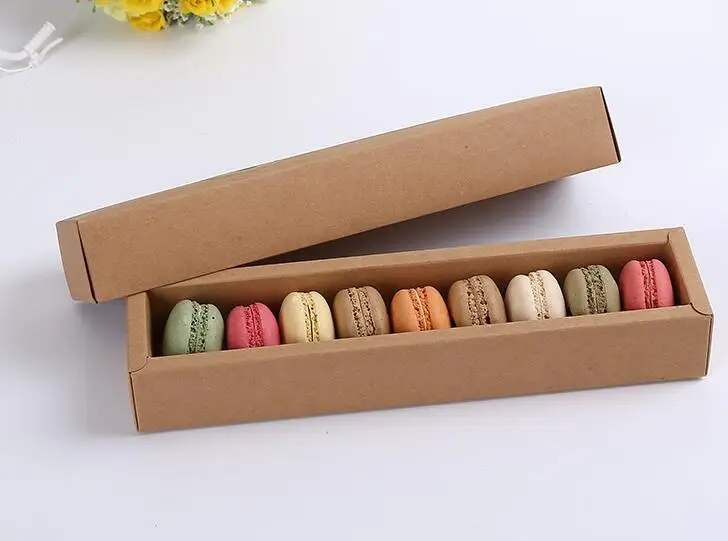 

Kraft Paper Type Macaron Box 24x4.5x4cm paperboard tranparent Macaron Chocolate packaging boxes long