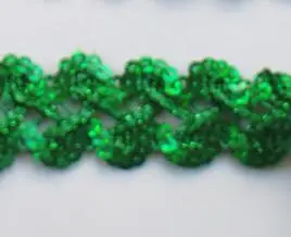 YACKALASI, расшитая блестками плетеная лента, Кружевная аппликация, лазер, золотой, серебряный цветок, одежда для шитья, аксессуары, 2,6 см, 13 ярдов/партия - Цвет: Green
