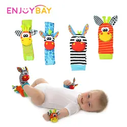 Enjoybay 4 шт. детские мягкие носки на запястье погремушка набор мультфильм животных детские погремушки игрушки развивающий подарок для