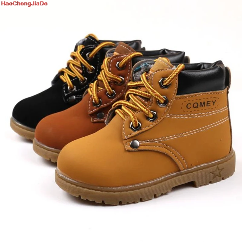 

Spring Autumn Children Ankle boots Winter Girls Boots Boys Plush Snow Motorcycle Boots Lace-Up Rome Boots Kids Shoes