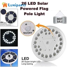 LumiParty 26 LED Flag Pole Light Solar Powered Energy Saving Tent Lamp for Garage Backyard Fence Wall Gutter