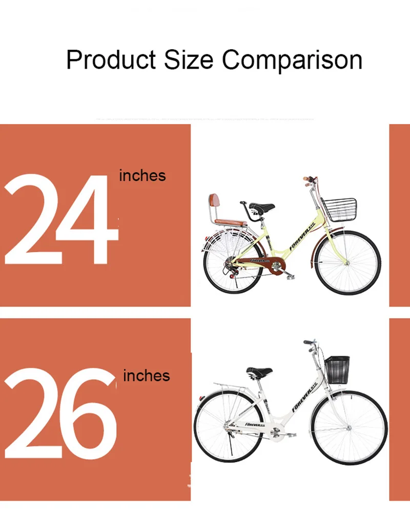 Sale 24-Inch Adult Bicycle Men And Women Variable Speed Commuter Bike City Retro Portable Step Princess Student 1